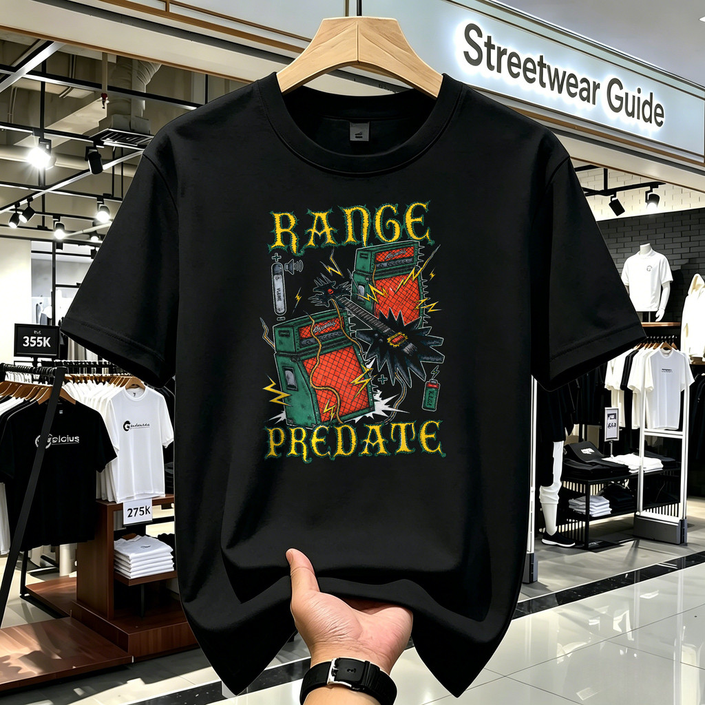 Kaos Distro Unisex Desain Rock Pedal Amp Gitar Vintage Grafis Retro
