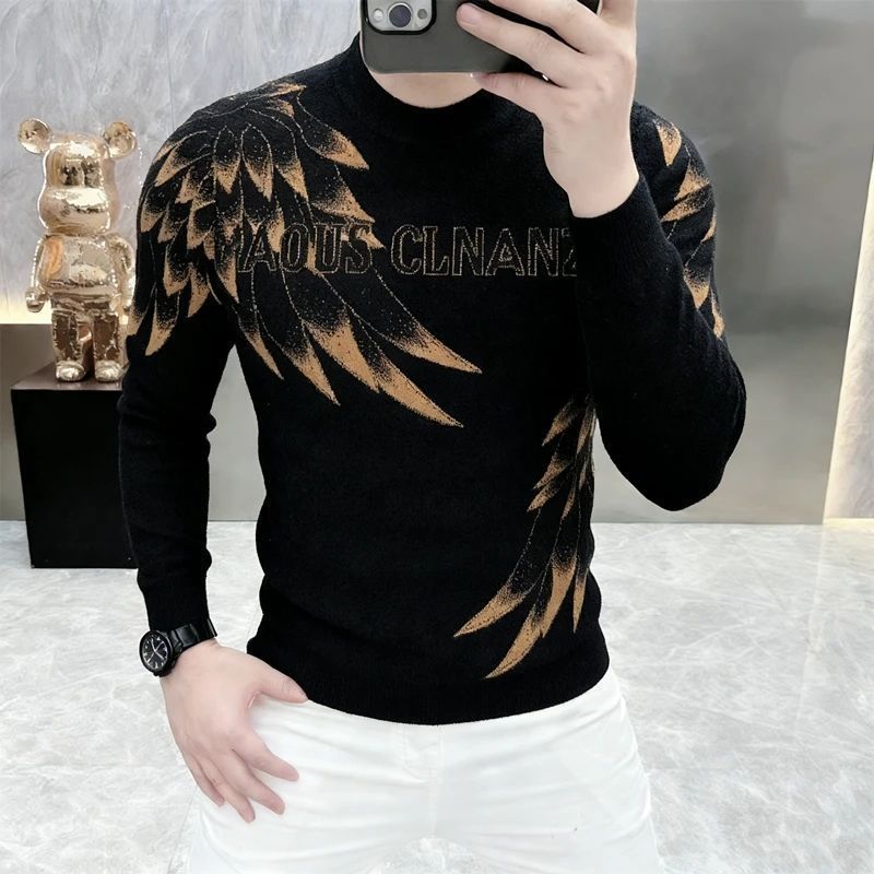 2026 Kaos Pria Lengan Panjang Berkualitas Tinggi, Kaos Dasar Berkerah Bulat Bermotif