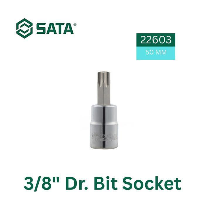 SATA 22603 Mata Obeng Shock Bit Bintang  - 3/8" Dr. Bit Socket, 50MM Length, Torx TT55