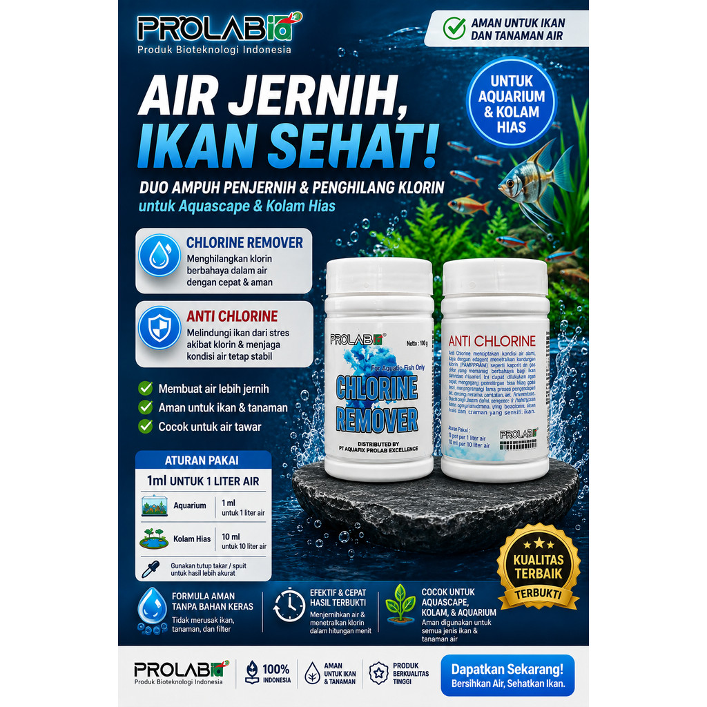 anti chlorine 100 ml BOTOL KECIL  HIGHT CONCENTRATE/ chlorine remover /chlorine cair 100ml