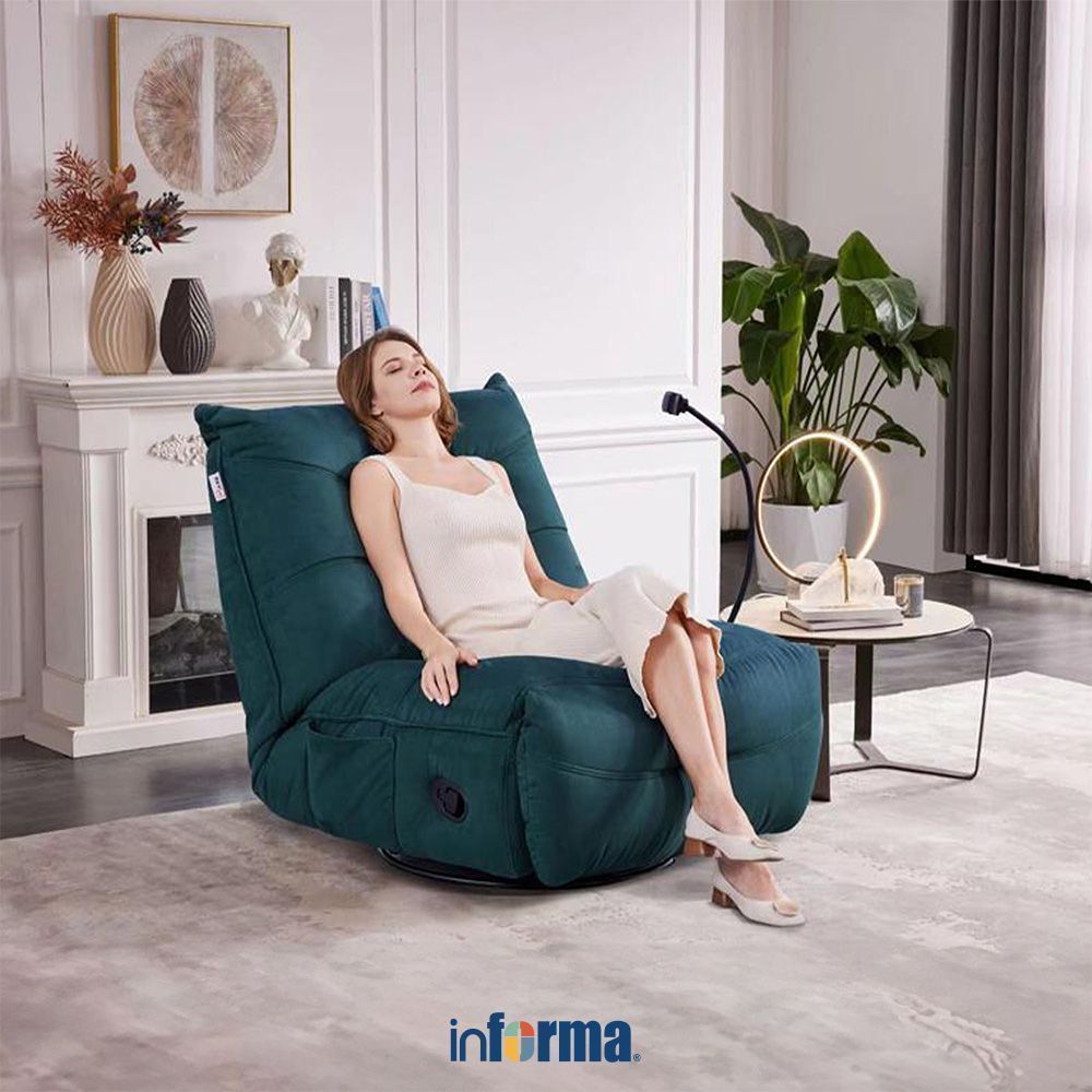 Informa Cheers Melody Sofa Recliner Rocking Fabric 1 Seater Kursi Santai Sofa Ruang Tamu Reclining S