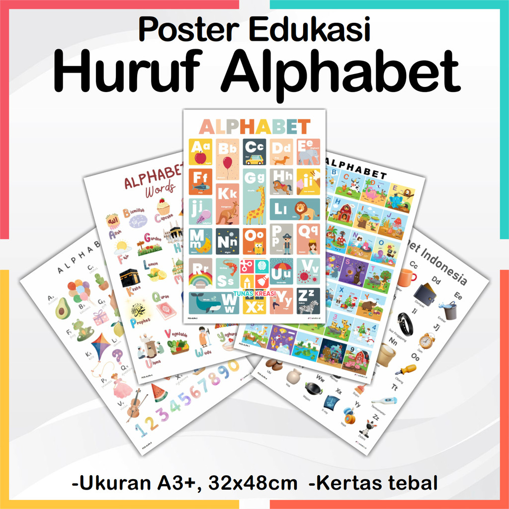 Poster Edukasi ALPHABET - Poster Alphabet anak Tunas Kreasi