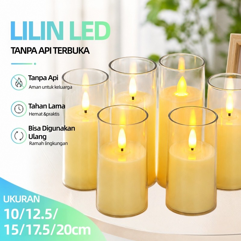 NovaHome-Lilin Led/Lilin Elektrik LED/Lilin LED Premium/Sumbu Goyang Gelas Akrilik