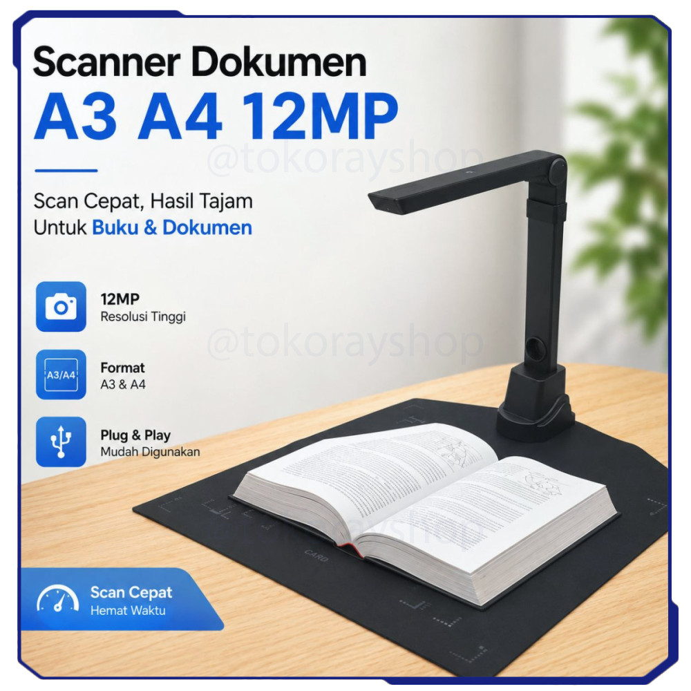 Scanner Dokumen Buku Overhead Portable Camera Scanner A3 A4 12MP - SD-2000