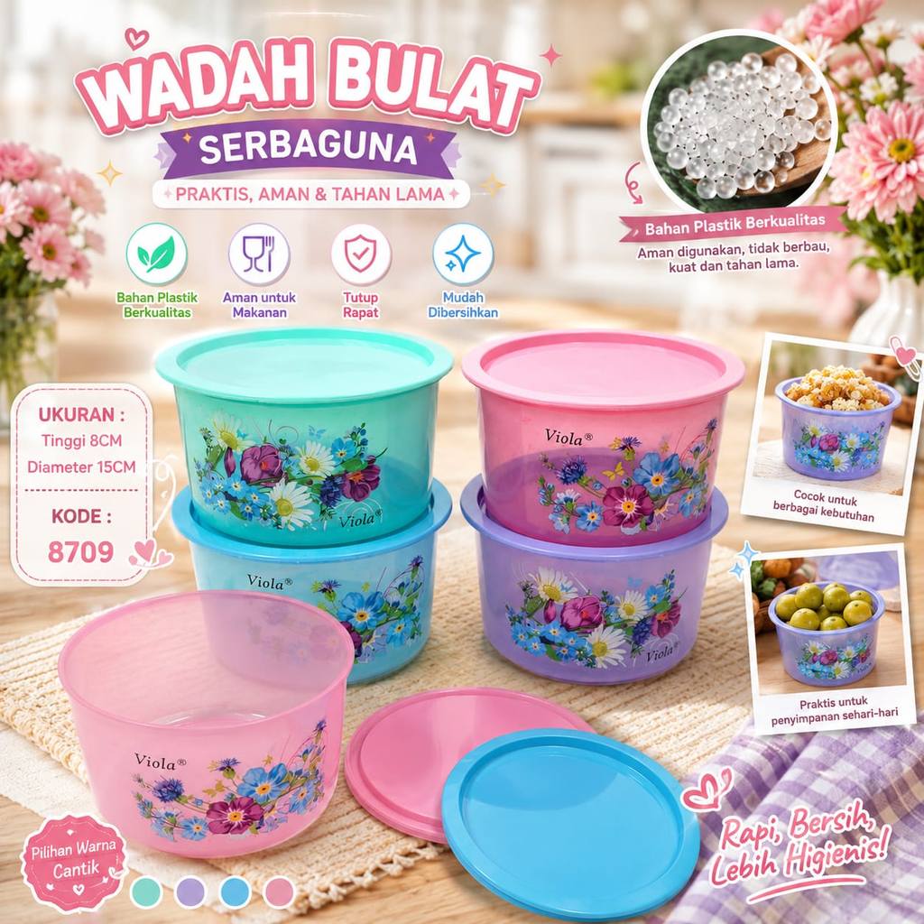 TOPLES VIOLA MOTIF BUNGA / TOPLES SERBAGUNA PLASTIK TEBAL VIOLA8709/120