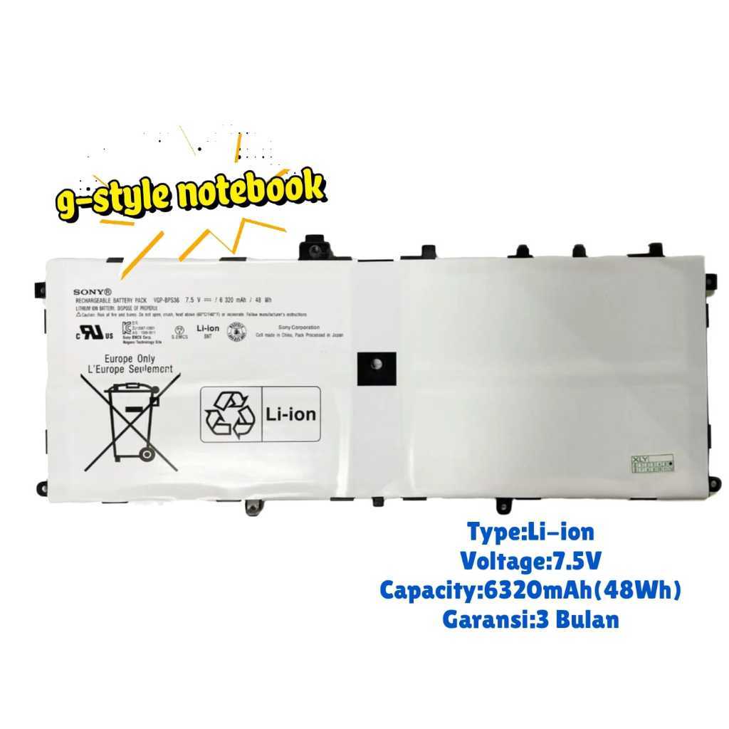 Baterai Laptop Sony Vaio Ultrabook VGP-BPS36 (White) Original