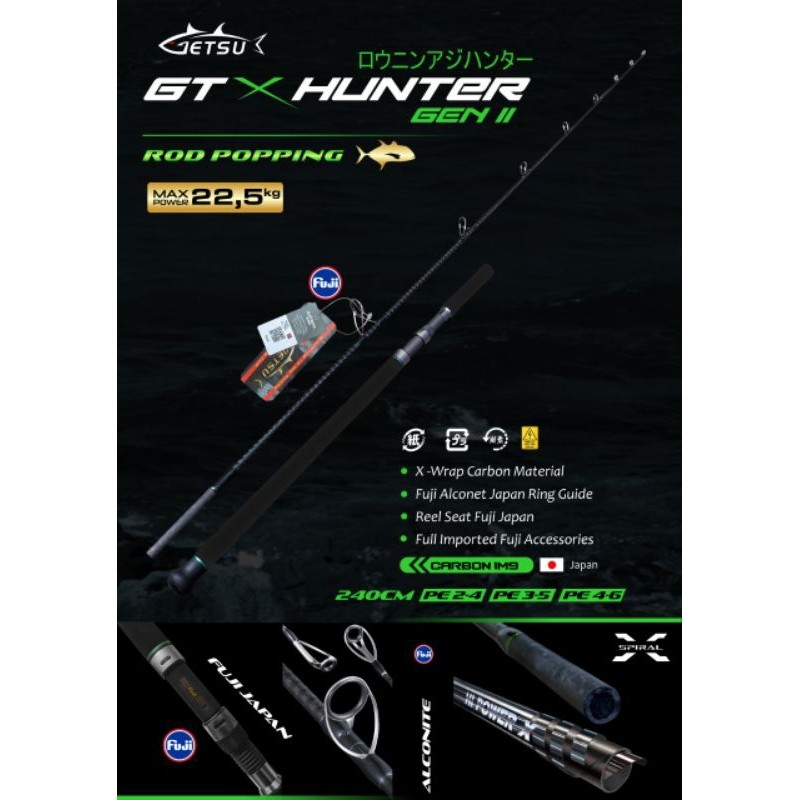 joran popping getsu gt x Hunter gen II ring fuji alconite+reel set Fuji blank im9 p240cm