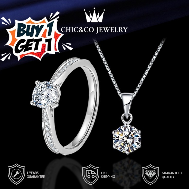 Chicco Jewelry  Buy 1 Get 1 Set Cincin + Kalung Elegant Couple Cincin Adjustable dengan COD 07+09