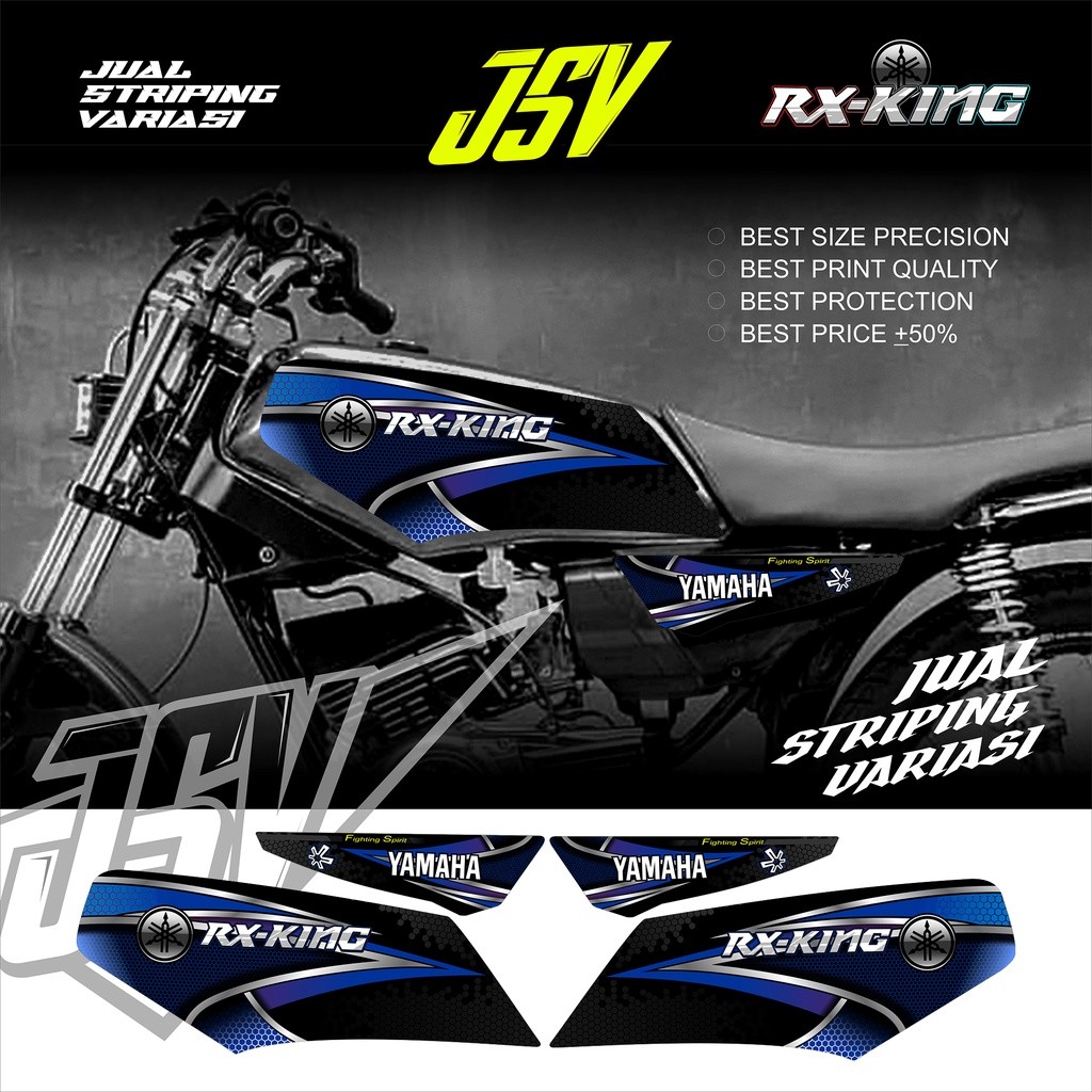 Stiker Motor YAMAHA RX KING New Variasi VENOM Striping Sticker Lis Aksesoris Original Cobra Carbon R