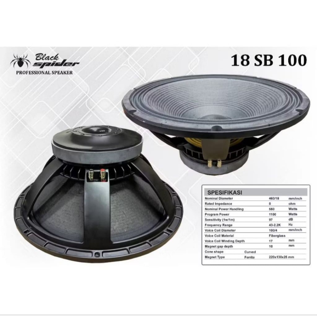SPEAKER KOMPONEN BLACKSPIDER 18SB100 VC 4 INCH BS 18 INCH 18 SB 100