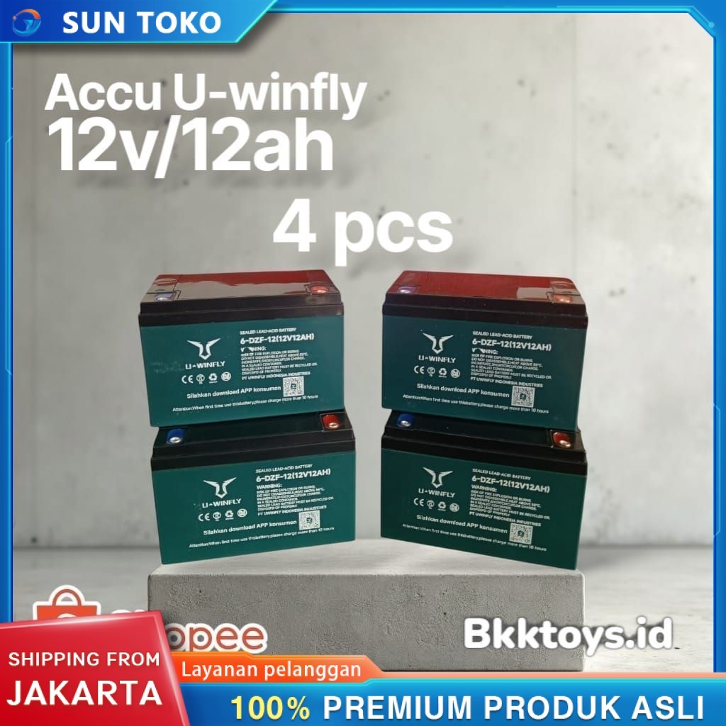 AKI SEPEDA LISTRIK U-WINFLY 12v/12ah aki 48v/12ah aki 12v/20ah