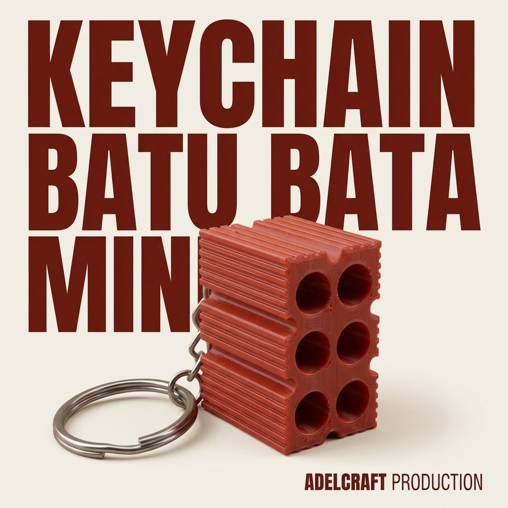 Gantungan Kunci Batako Mini Bata Merah Keychain 3D Print Unik Gantungan Tas Hadiah Lucu