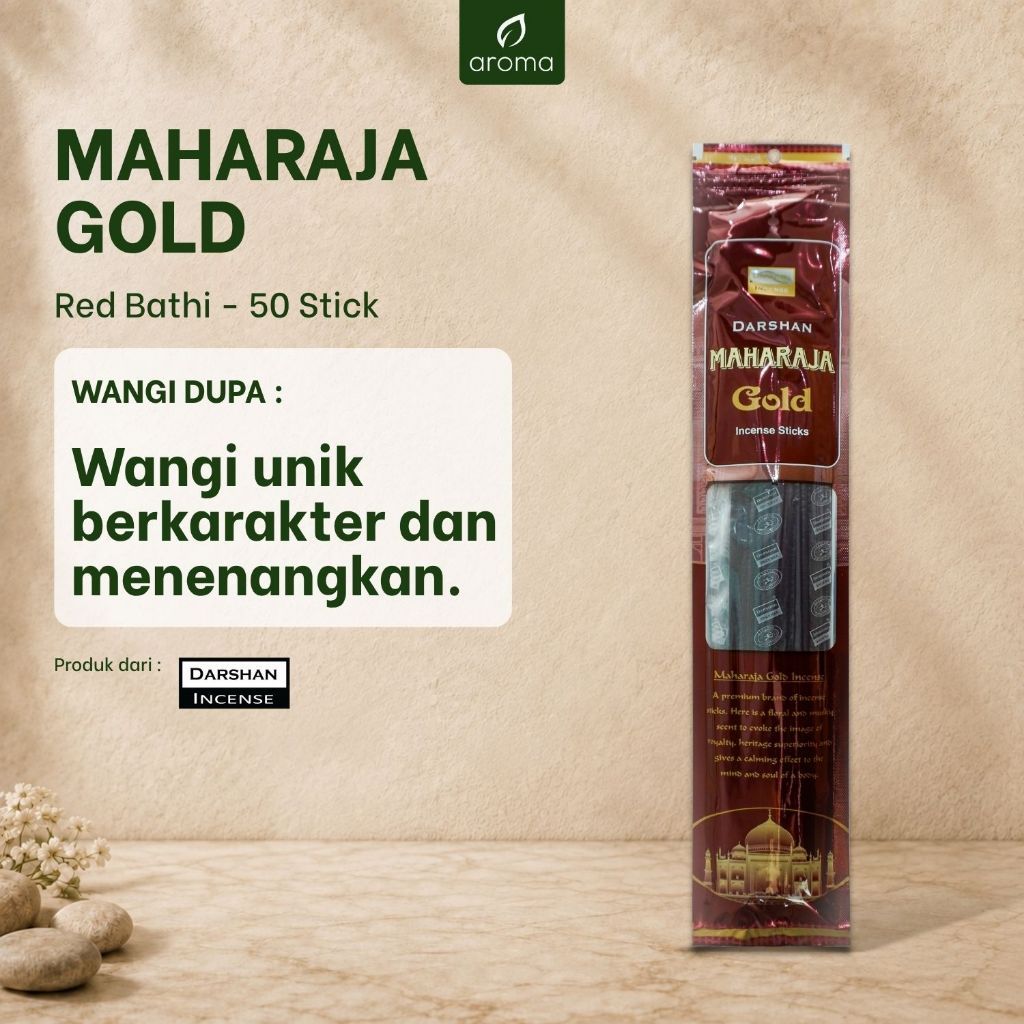 Dupa India Aromaterapi Red Bathi - Darshan Maharaja Gold 50 Sticks