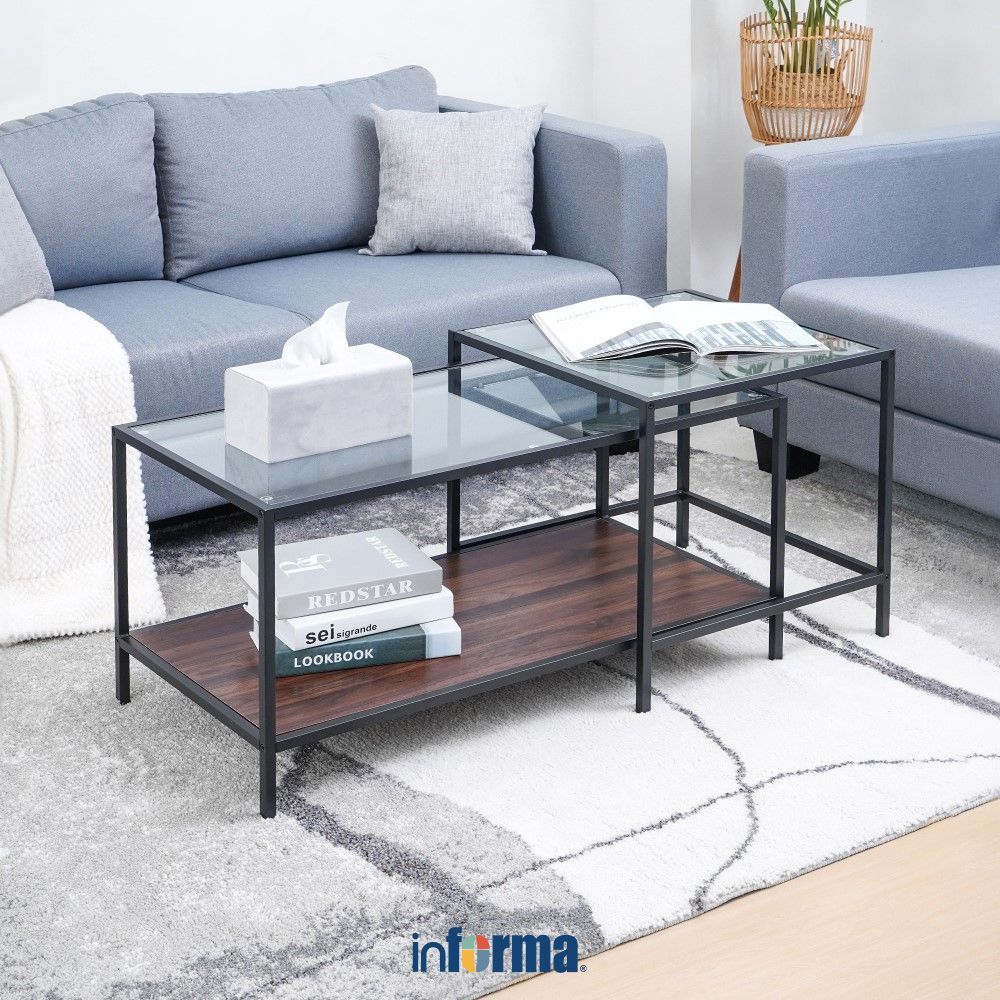 Informa Seaford Meja Tamu - Cokelat Walnut Coffee Table Meja Ruang Tamu Meja Sofa Meja Minimalis
