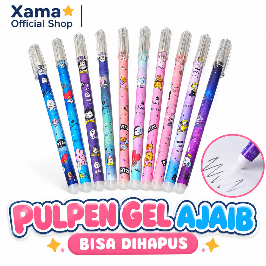 Pulpen Gel Ajaib Bisa Dihapus Karakter BT21 Zodiak Series Bolpen Pena Gel Untuk Sekolah Kantor