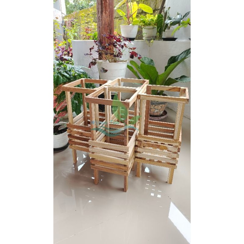 Pot Anggrek Kayu Jati Oven | Rak Anggrek Kayu Jati