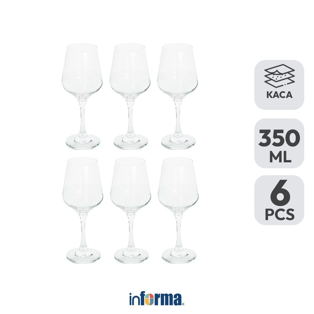 Informa Libbey Brilliance Gelas Wine Kaca 350 ml Set 6 pcs Transparan Wine Glass Stem Goblet Gelas K