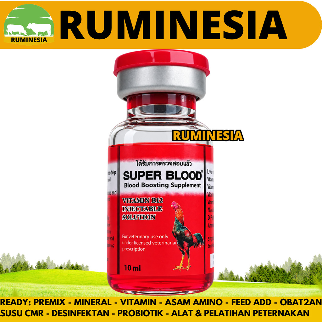 SUPER BLOOD 10ML - Vitamin Ayam Aduan Penambah Darah & Stamina Agresif Obat Ayam Pucat Laga Bangkok