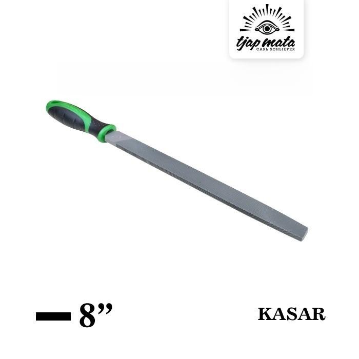 Kikir Besi Flat (Kasar) 8", Gagang Karet Original TJAP MATA / CAP MATA
