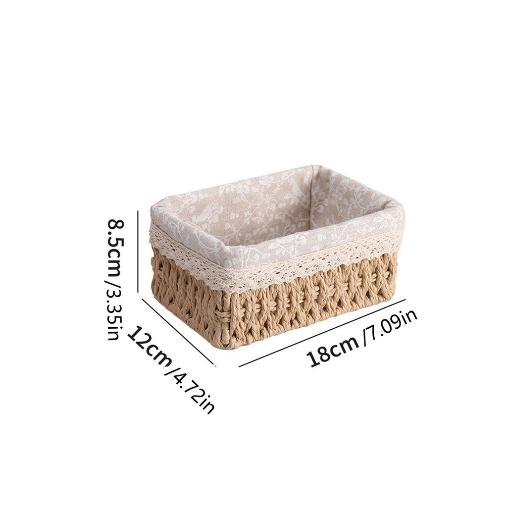 Woven Storage Basket Bedroom Desktop Imitation Rattan Storage Basket Snack Cosmetic Storage Basket R