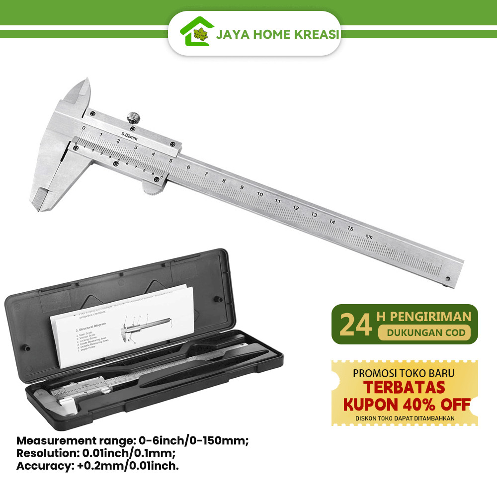 Jangka sorong stainless 6INCH Vernier Caliper 150MM Sigmat Besi Manual