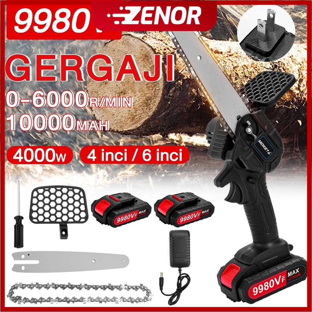 Chainsaw mini 6 Inch Chainsaw Chain Saw Cordless 2 baterai 12 Inch Chainsaw Cordless Chainsaw Gergaj