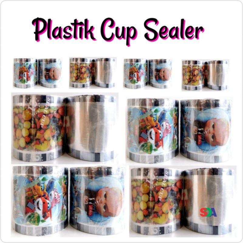 Refill Lid Cup Sealler Sealer Seal Plastik Cup Gelas Minuman 1 rol Isi 1000 - 1200 cup Polos / Karak