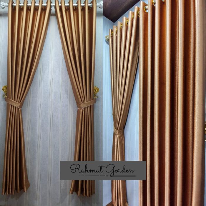 Gorden Blackout Minimalis Polos Glossy Emboss Import Jendela Kain gorden  blackout Curtain - merah, 