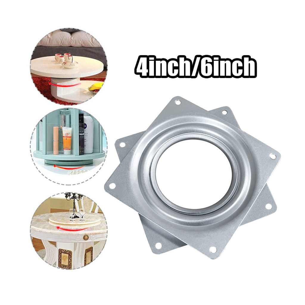 Meja makan putar 4/6/8 inci dudukan pajangan, lemari TV, furnitur putar meja putar kaca persegi