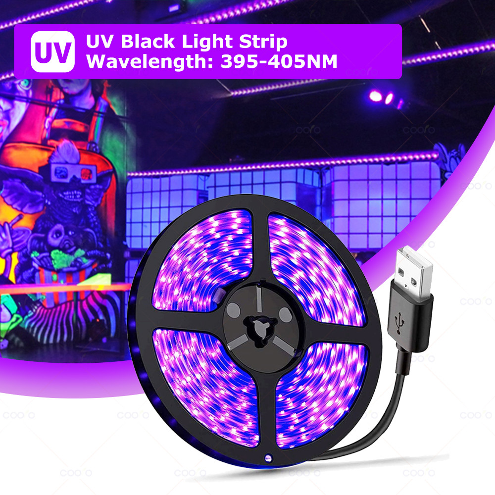 UV LED Light Strip Flexible LED Strip Light Ultraviolet UV Lamp 395-405nm Black Light 2835 SMD DC5V 