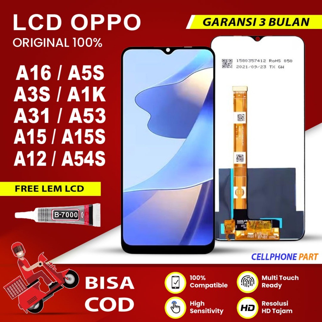 【ORIGINAL】LCD OPPO A3S A5S A16 A16E A31 A1K A53 F5 F9 A15 A15S A12 F11 F1S A5 A37 F7 A7 A83 C11 C12 