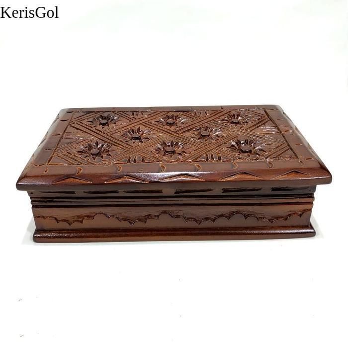 Kotak Box Tempat Perhiasan Peti Kayu Jati Ukiran Klasik Pernak Pernik GL5
