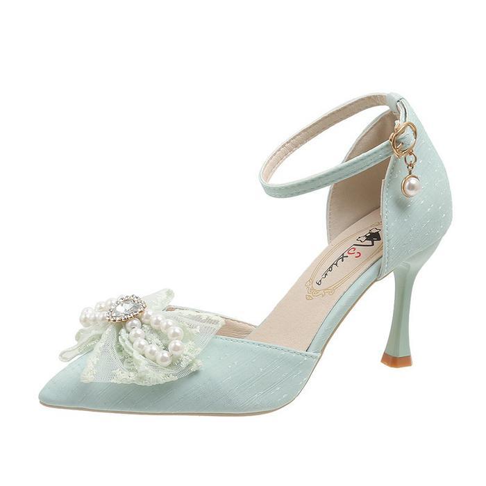 PROMO  PINKEY P326 - Sepatu Stiletto High Heels Wanita Hak Tinggi 7cm Biru Putih Hitam Shoes Pesta h