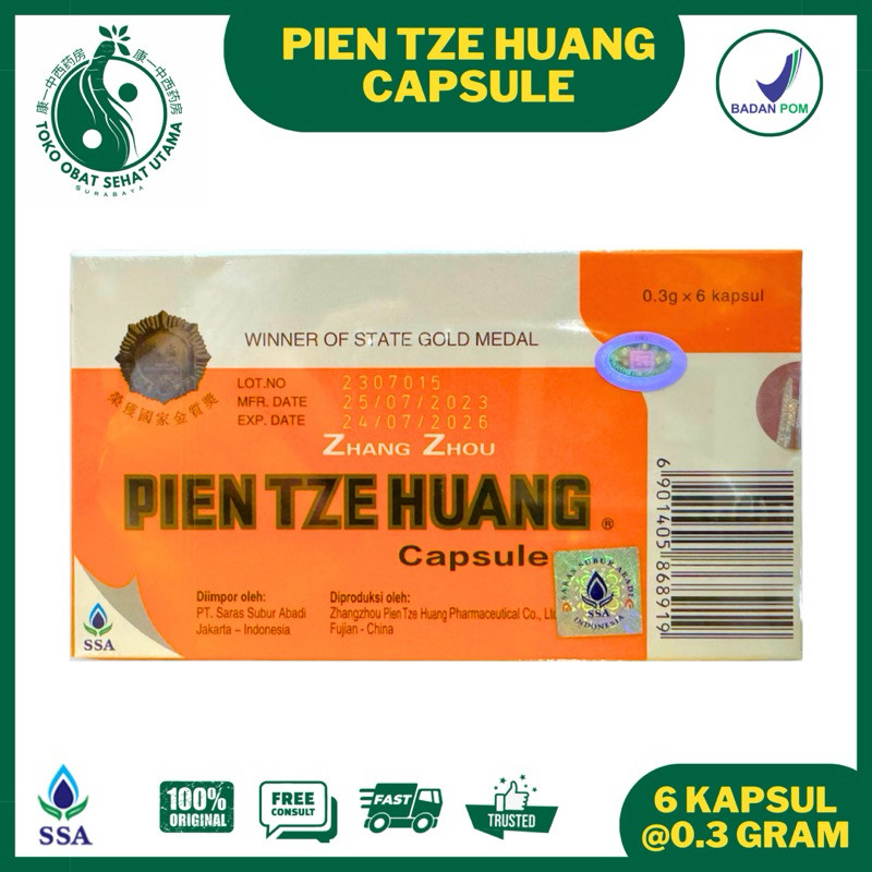 PIEN TZE HUANG CAPSULE ZHANG ZHOU / SARAS SUBUR ABADI SSA / Membantu Penyembuhan Luka dan Luka Pasca