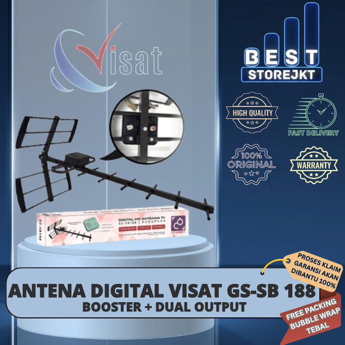 [ TERLARIS TOP 1 ] Antena TV Outdoor Digital + booster 2 output bisa untuk 2 tv antena digital Visat