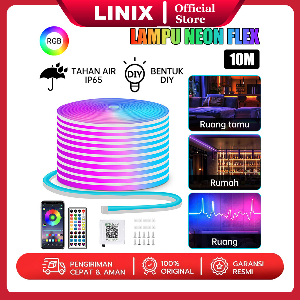 Linix LED Neon Flex Running 5 Meter / 10 Meter + Adaptor + App Control + Remote Control LED Neon Fle