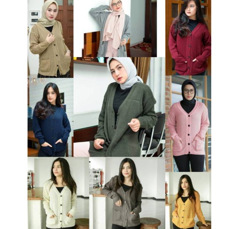 BM - CARDIGAN MERISA - MERISA OUTER - CARDIGAN RAJUT - MERISA CARDY LONG POCKET