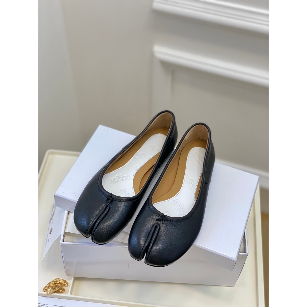 ORI Maison Margiela MM6 Sepatu Split Toe / Sepatu Wanita Kulit Domba datar