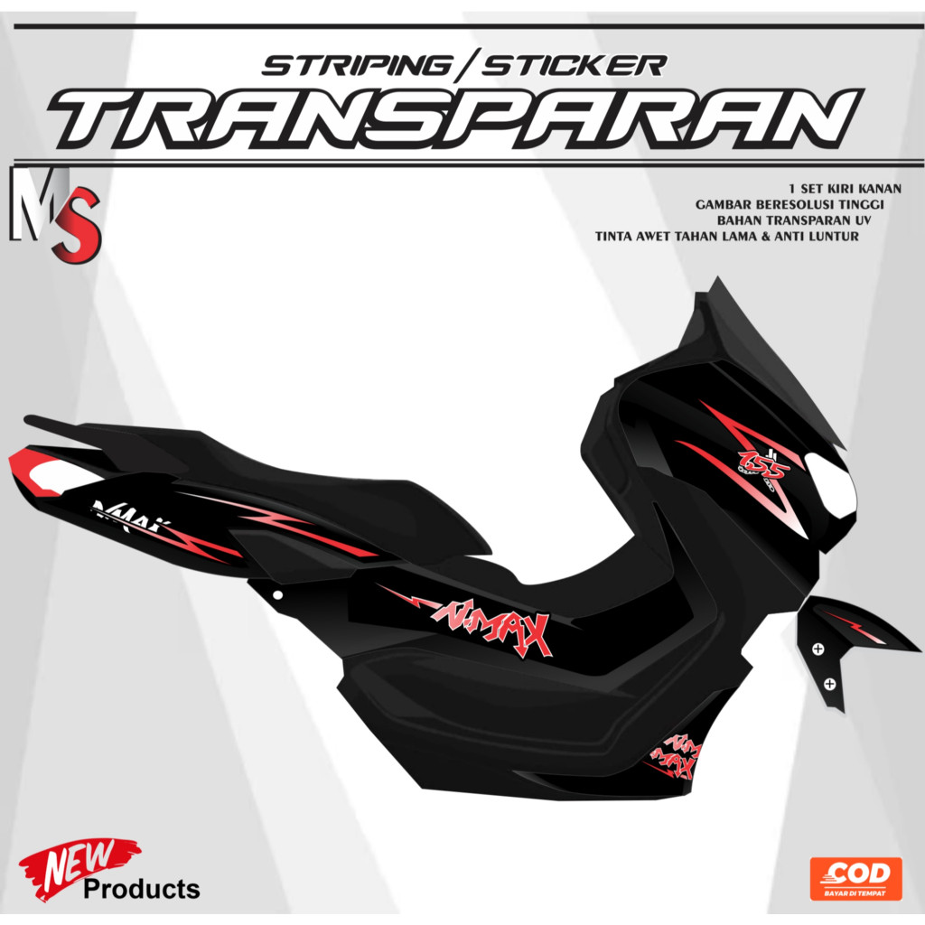 Striping Transparan NMAX NEW Stiker YAMAHA NMAX NEW 155 Kombinasi Warna MS004 POLET STIKER