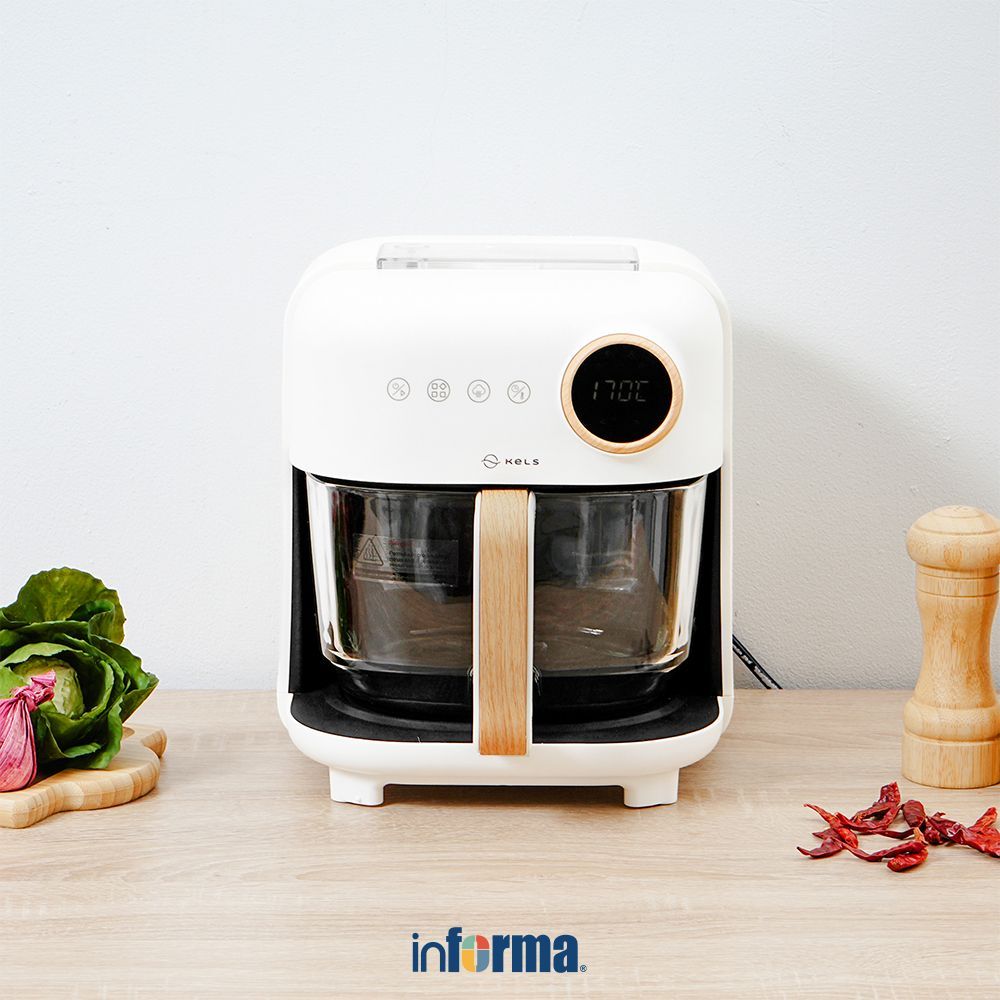 Informa Kels 4.2 ltr Trevo Air Fryer Glass Steam - Putih Alat Masak Goreng Pembuat Makanan Penggoren