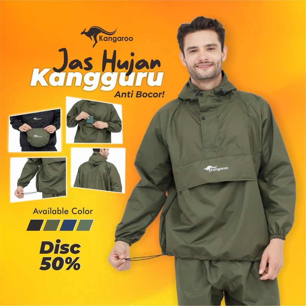 TERLARIS KANGAROO RAINCOAT Jas Hujan Kangguru Anti Tembus mantel Jas Hujan Pria Kanguru Jas Hujan Gu