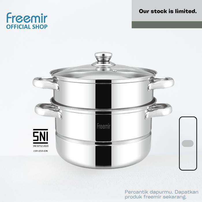 freemir Panci Kukus 3 Susun Stainless Steel Tebal Anti Lengket Anti Karat Dandang Kukusan Alat Pengu