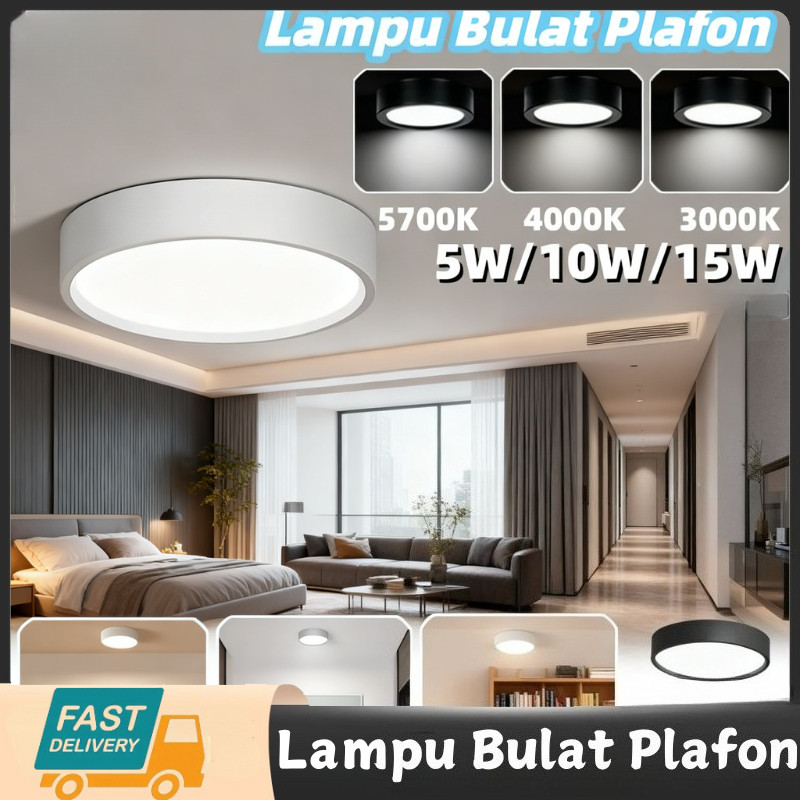 5W 10W 15W 3 Warna Lampu Downlight Plafon LED Lampu Plafon Rumah Lampu Plafon Minimalis Lampu LED Ka