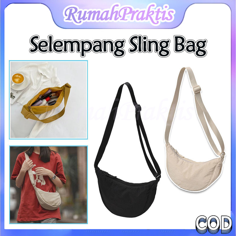 tas slempang waist bag sling bag unisex/waist bag shoulder round bulat cewek/ kanvas mini sling bag 
