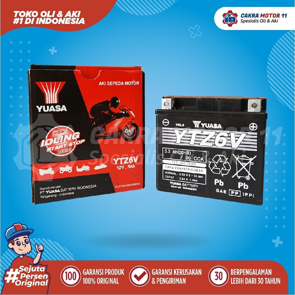 Aki Honda Beat Esp Cbs Iss Yuasa Motor Ytz 6 V Lokal