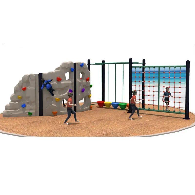 scount Outdoor Plastic Kids Rock Climbing Wall With Climbing Net Jungle Gym Fitness Professional Chi