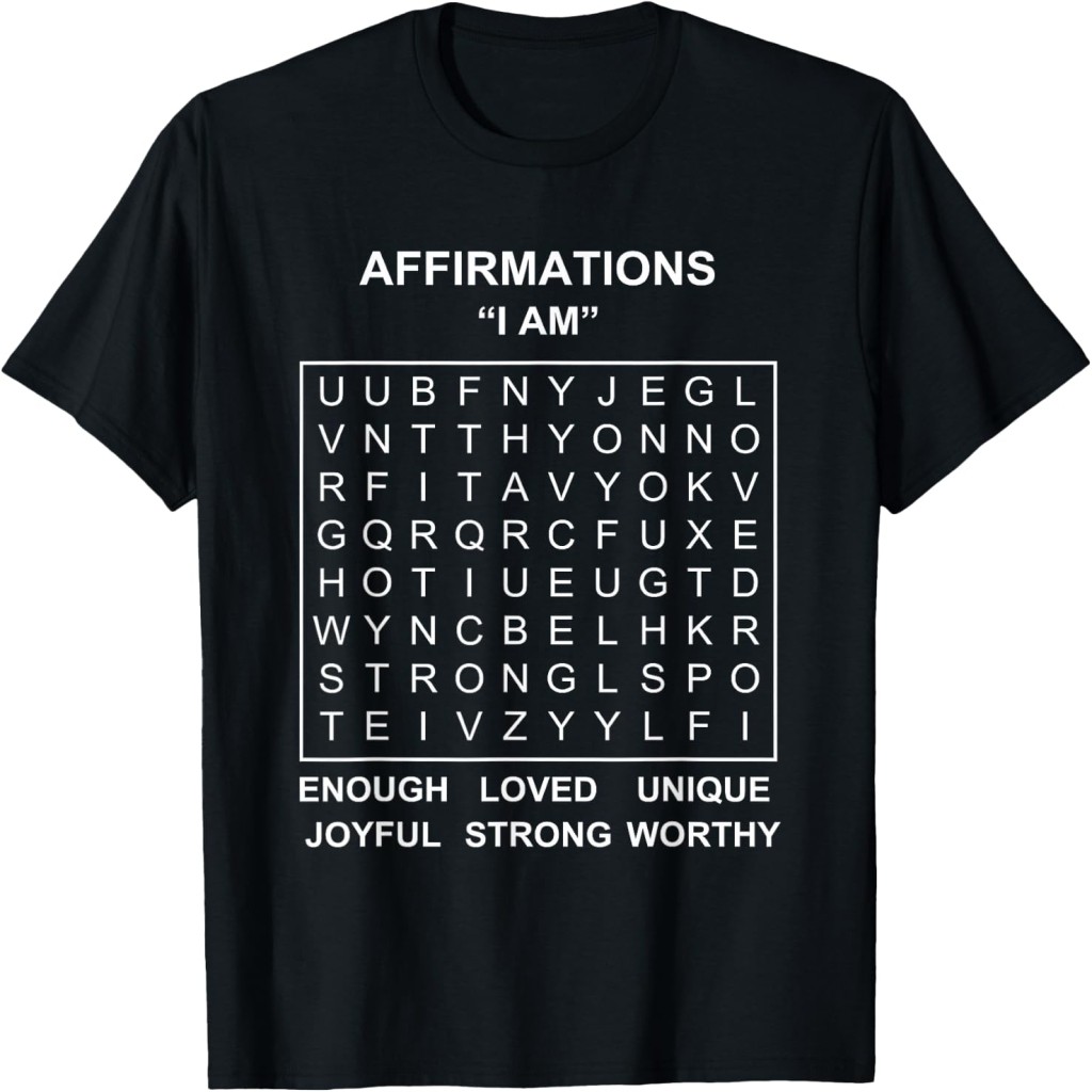 Positive Affirmations Word Search Puzzle Kaos Anime Jepang Unisex Streetwear Katun Premium Fashion