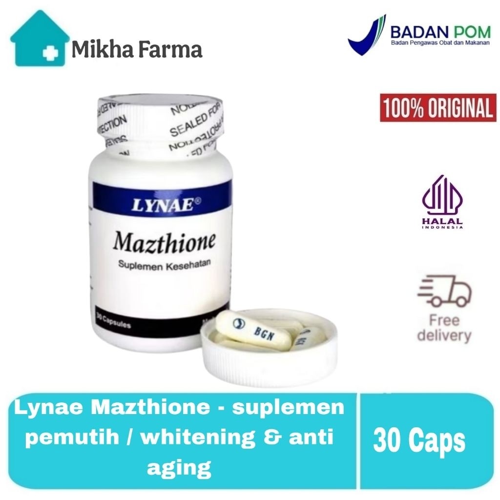 Lynae Mazthione - suplemen pemutih / whitening isi 30 kapsul - BPOM