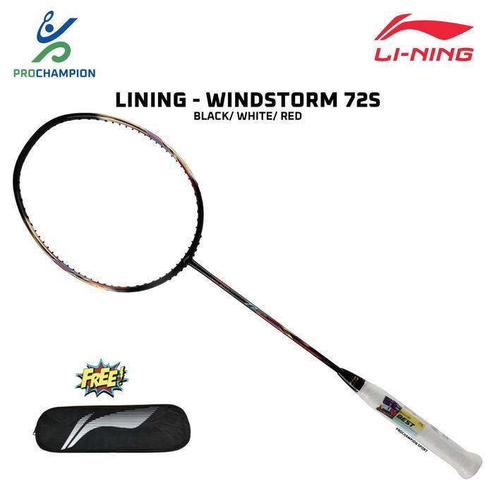 New Raket Badminton LINING WINDSTORM 72 S / 72S / WS72S Black White Red - raket cover