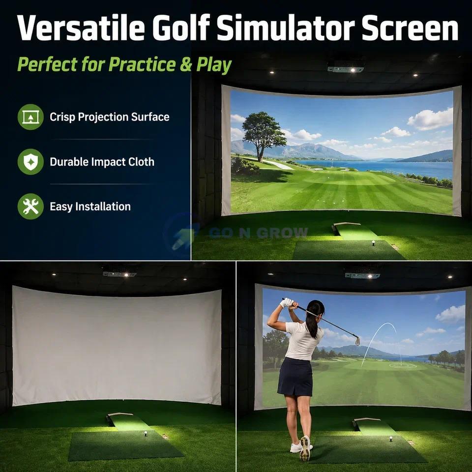 Layar Simulator Golf Layar Latiham Simulasi Golf Dalam Ruangan Golf Simulator Screen Heavy-Duty Golf